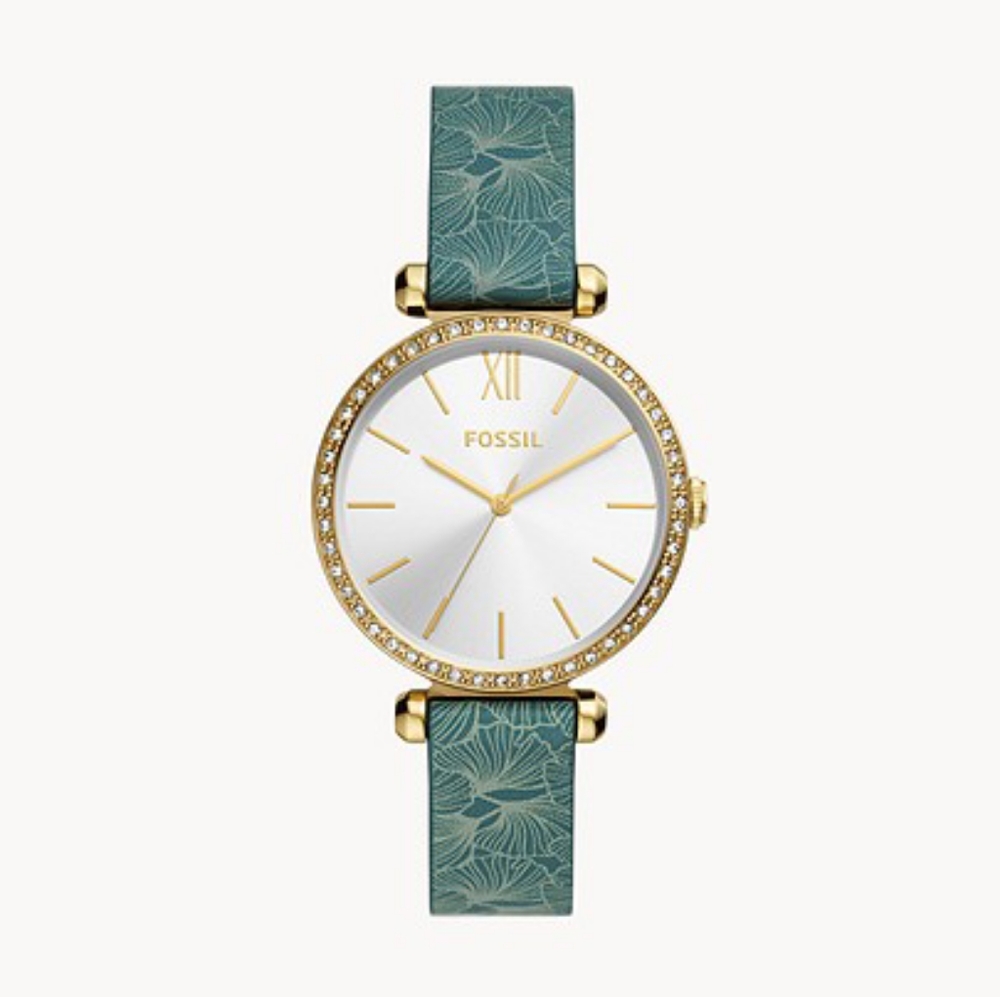 🌼 NWT Fossil green leather watch